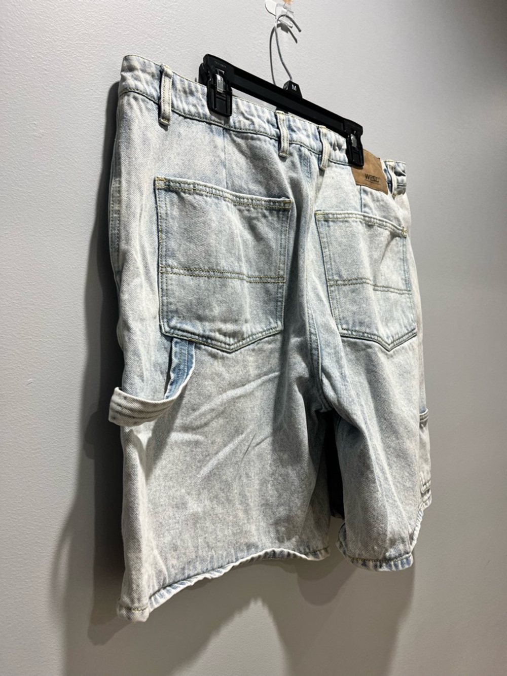 Men's WeSC Denim Carpenter Shorts Light Wash Skater‎ Jorts Baggy Size 34 - Picture 9 of 9